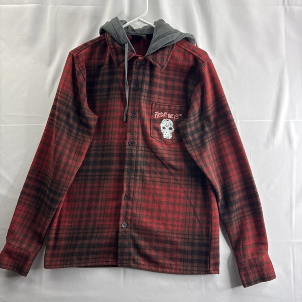 Friday‎ The 13th Buttoned Hoodie Men's Small Red Long Sleeve